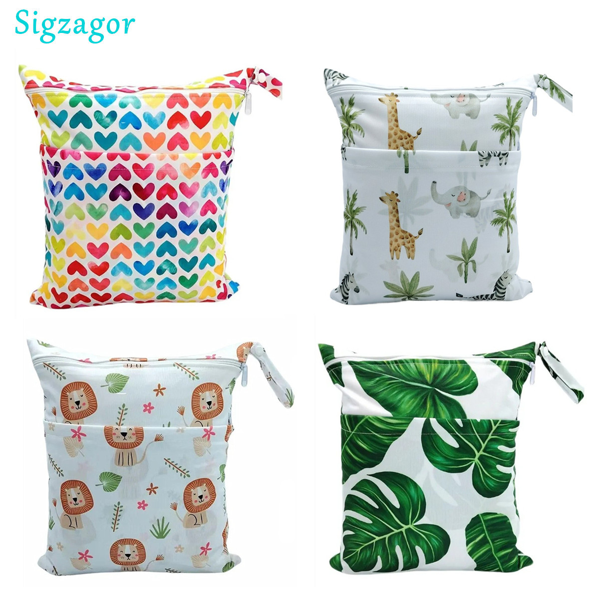 Dry Bag Roll Top - [Sigzagor] 1 ถุงเปียกแห้งพร้อมซิป 2 ใบสําหรับผ้าอ้อมเด็กผ้าอ้อมกันน้ํานํามาใช้ใหม่ 36