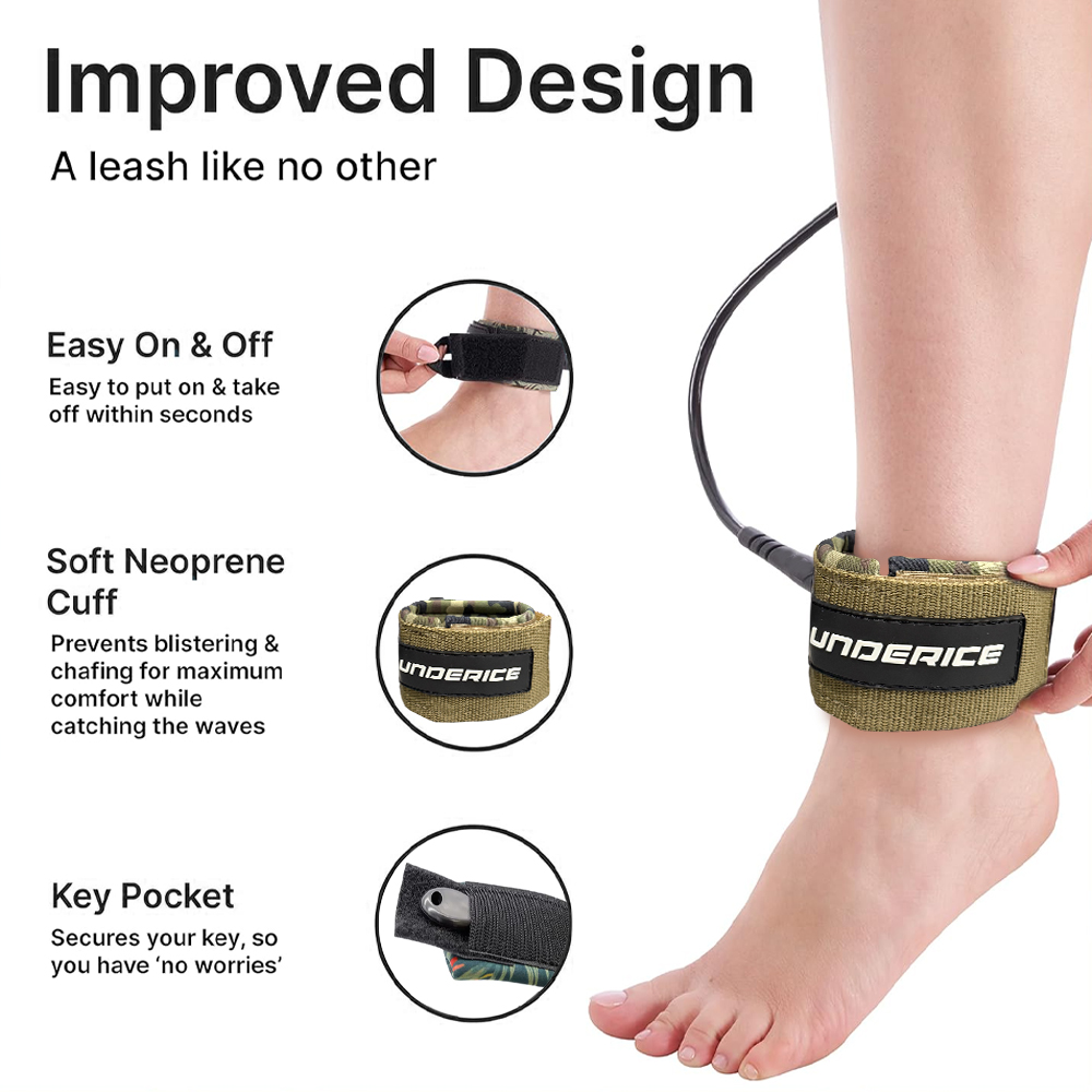 สายรัดข้อเท้าสำหรับกระดานโต้คล - Surfboard Leash Ankle บทวิจารณ์และราคา